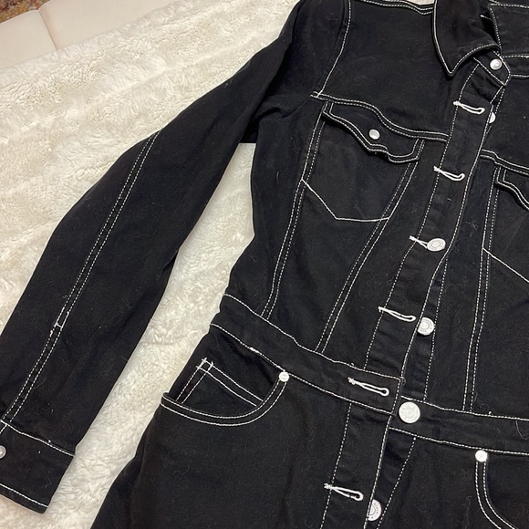 Missguided White Stitch Denim Dress - Picture 2 of 2